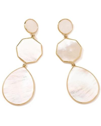 Ippolita 18kt Yellow Gold Polished Rock Candy Crazy 8's 3 Mother-of-pearl Drop Earrings - White