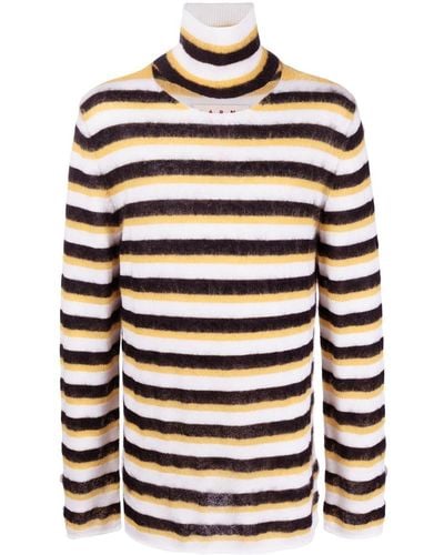 Marni Striped Roll-neck Sweater - White