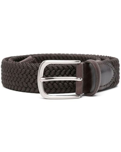 Eraldo Leather-trim Interwoven Belt - Black