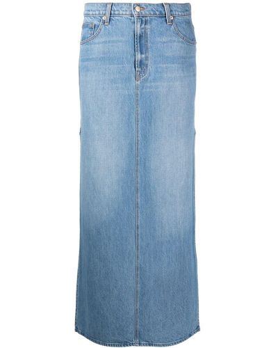 Mother Straight-cut Side-slit Denim Skirt - Blue