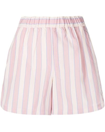 Manuel Ritz Pantalones cortos a rayas con cintura elástica - Rosa