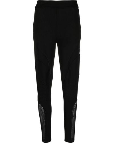 Philipp Plein Sheer-panel Ribbed Stretch leggings - Black
