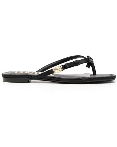 Versace Satin Square-toe Flip Flops - Black