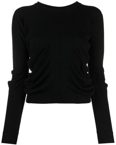 Maison Margiela Ruched Detail Knitted Sweater - Black