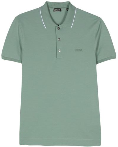 Zegna Logo-embroidered Polo Shirt - Green