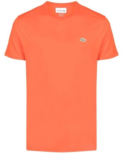 Lacoste T-Shirt mit Logo-Stickerei - Orange