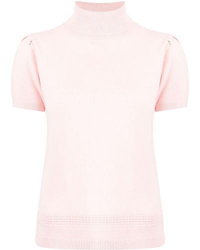 Paule Ka Roll-neck Shortsleeved Cashmere Top - Pink