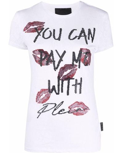 Philipp Plein Sequin-embellished Shortsleeved T-shirt - White