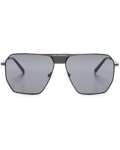 Karl Lagerfeld Pilotenbrille mit Logo-Print - Grau