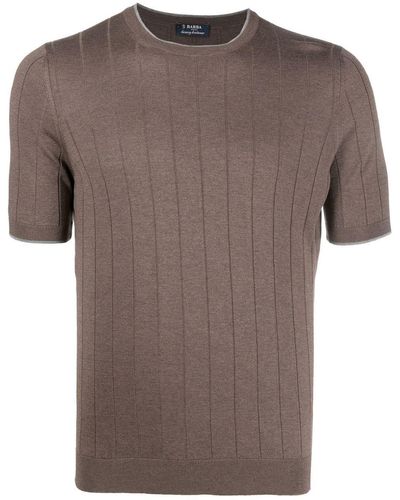 Barba Napoli Ribgebreid T-shirt - Bruin