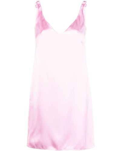 N°21 シャーリング Vネックサテンドレス - ピンク