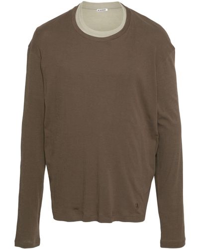 Jil Sander Layered Cotton T-shirt - Brown