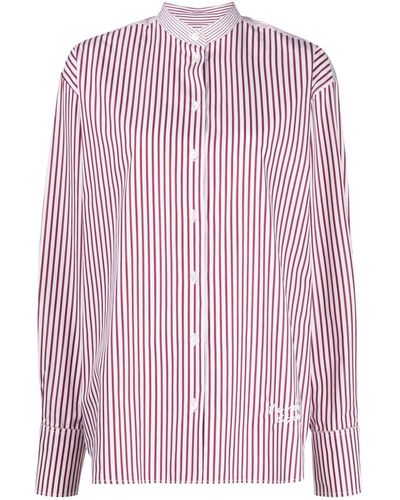 Maison Kitsuné Logo-embroidered Striped Cotton Shirt - Pink