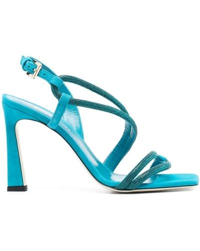 Pollini 95mm Crystal-embellished Sandals - Blue