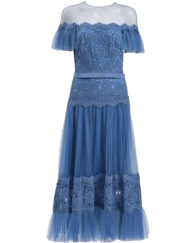 Tadashi Shoji Elise Embroidered Midi Dress - Blue