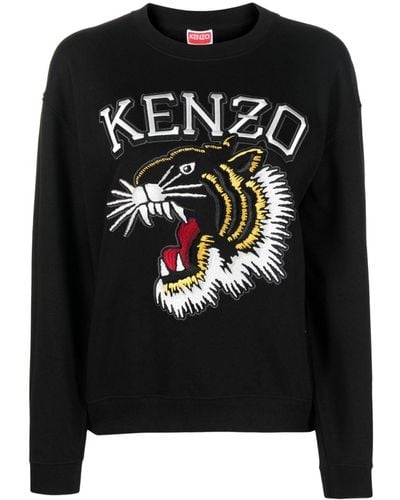KENZO Tiger Varsity Cotton Sweatshirt - Black