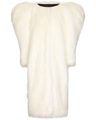 Dolce & Gabbana Butterfly-shoulder Faux-fur Coat - Natural