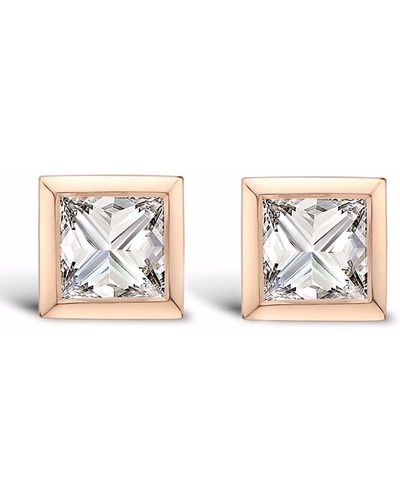 Pragnell 18kt Rose Gold Rockchic Diamond Stud Earrings - White