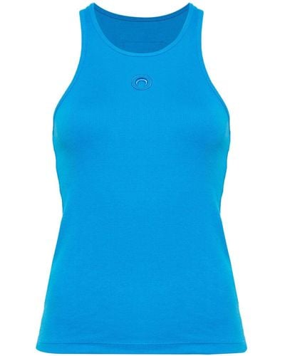 Marine Serre Crescent Moon-embroidered Tank Top - Blue