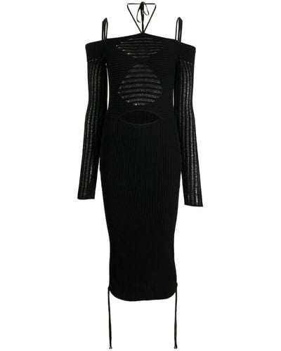 ANDREADAMO Cold-shoulder Knitted Midi Dress - Black