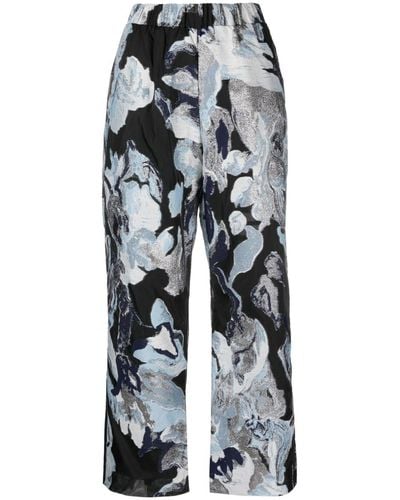 Stine Goya Abstract-pattern Print Cropped Trousers - Blue