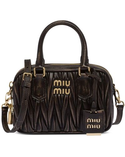Miu Miu Matelassé Leather Shoulder Bag - Black