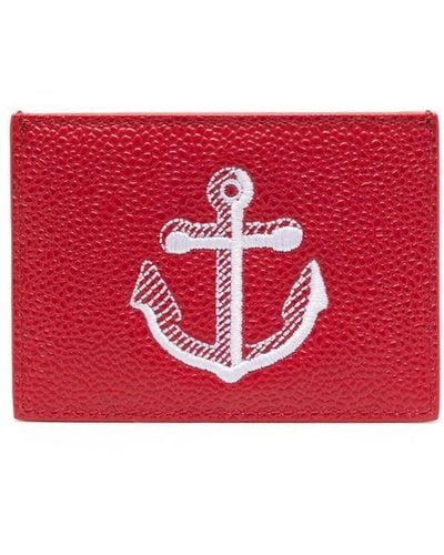 Thom Browne Card Holder With Logo - Red