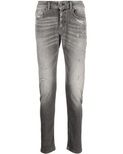 DIESEL 1979 Sleenker Jeans im Distressed-Look - Grau