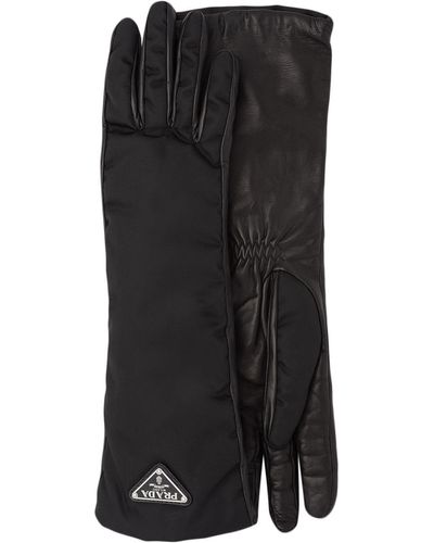 Prada Handschoenen Met Logoplakkaat - Zwart