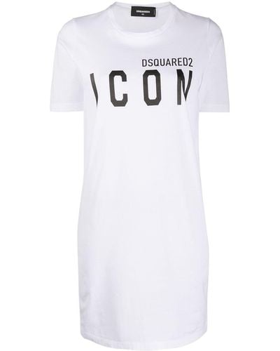 DSquared² Long-print T-shirt Dress - White