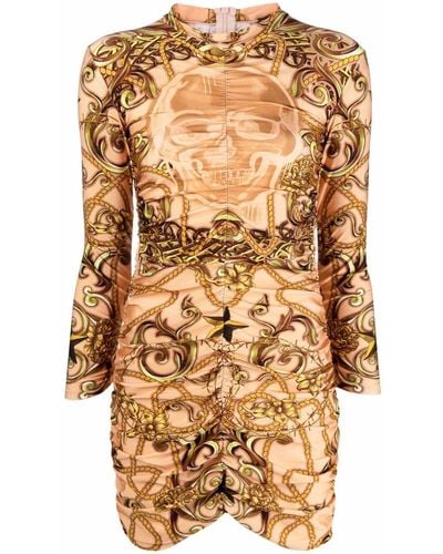 Philipp Plein Enges Kleid mit Barock-Print - Mehrfarbig