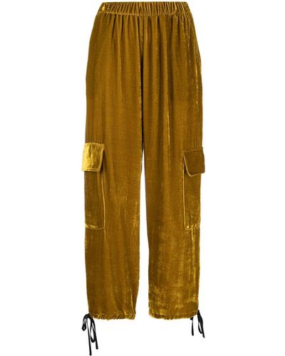 Erika Cavallini Semi Couture Pantalon Aurora à effet de velours - Jaune