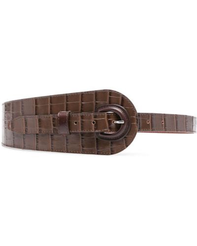 Claudie Pierlot Embossed-crocodile Effect Belt - Brown