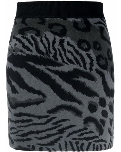 KENZO Tiger-print Knitted Skirt - Gray