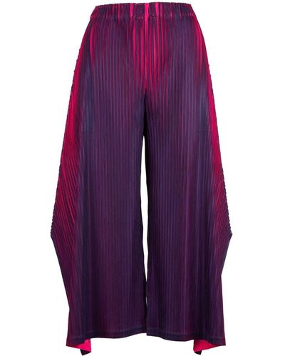 Pleats Please Issey Miyake Alt Blinks Pleated Cropped Trousers - Purple
