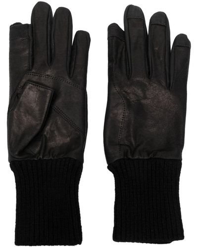 Rick Owens Ribbed Leather Gloves - Black