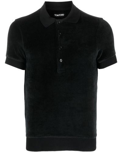 Tom Ford Short-sleeve Velvet Polo Shirt - Black