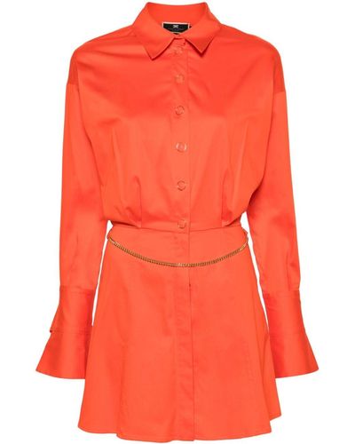 Elisabetta Franchi Chain-link Belted Shirt Dress - Red