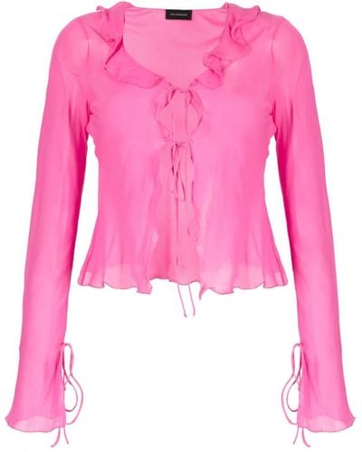 ANDAMANE Bluse mit Rüschendetail - Pink