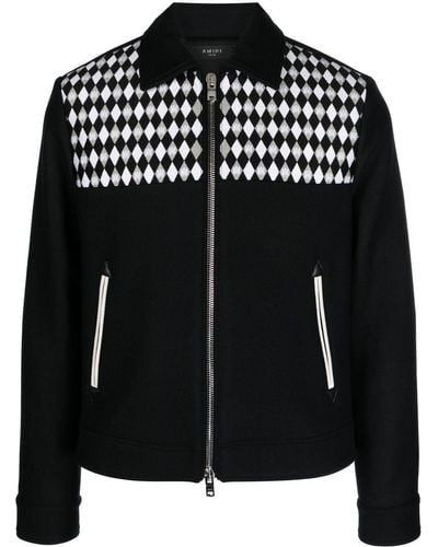 Amiri Diamond-pattern Wool Jacket - Black