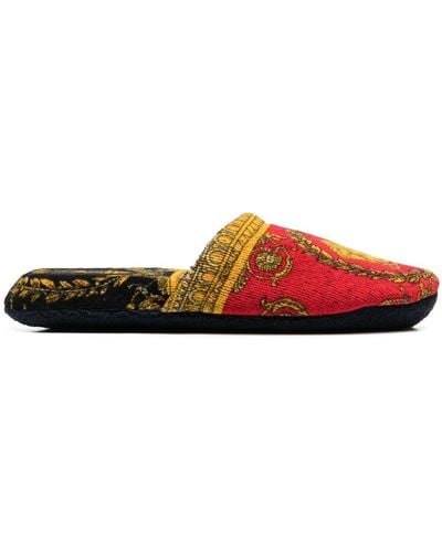 Versace Red & Black I Heart Baroque Slippers - Multicolour