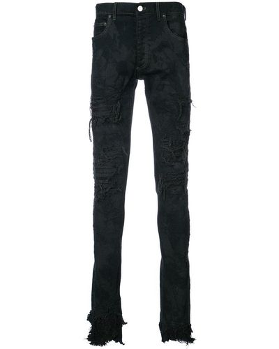 Fagassent Paint Splatter Distressed Jeans - Black