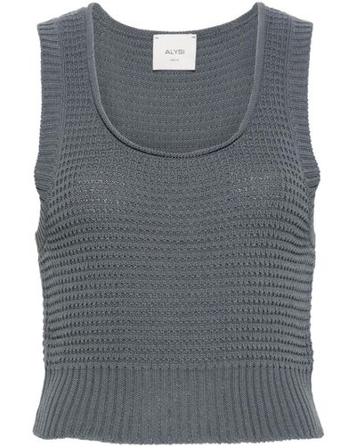 Alysi Waffle-knit Cropped Top - Gray