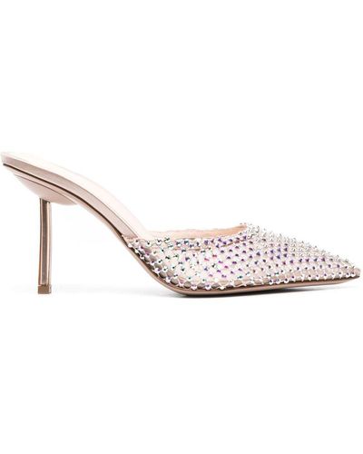 Le Silla Crystal-embellished Point-toe Mules - Pink