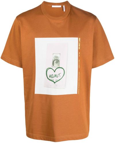 Helmut Lang Camiseta con logo estampado - Marrón