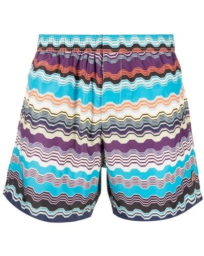 Missoni Abstract-pattern Swim Shorts - Blue
