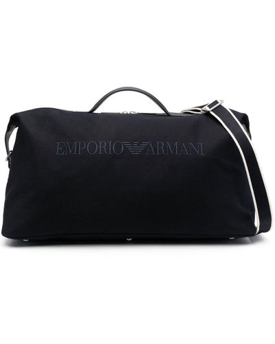 Emporio Armani Logo-embroidered Weekend Bag - Black
