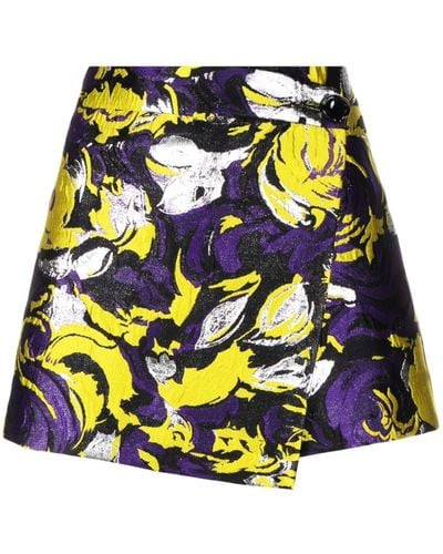 MSGM Abstract-print Wrap Shorts - Purple