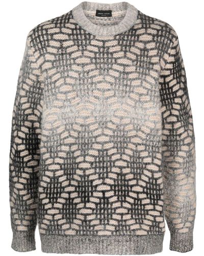 Roberto Collina Jacquard Crew-neck Jumper - Grey