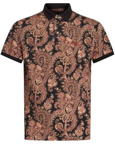 Etro Paisley-print Cotton Polo Shirt - Brown